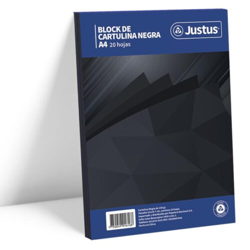 Block De Cartulina Negra Justus 135 G 20 Hojas
