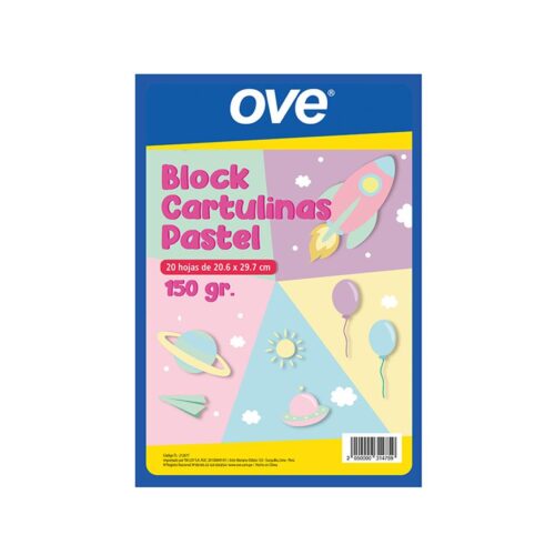 Block De Cartulinas Ove Pastel 20.6 X 29.7 Cm 20 Hojas