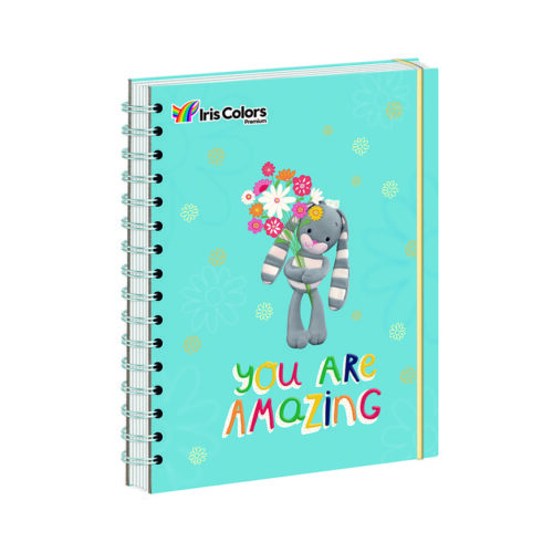 Cuaderno Cuadriculado Anillado Iris Color A5 Con Liga Surtido 170 Hojas