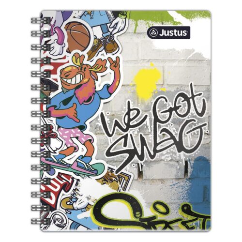Cuaderno Cuadriculado Anillado Justus A4 Diseño Tapa Dura Surtido 160 Hojas