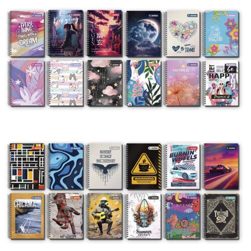 Cuaderno Cuadriculado Anillado Justus A4 Tapa Dura Surtido 160 Hojas