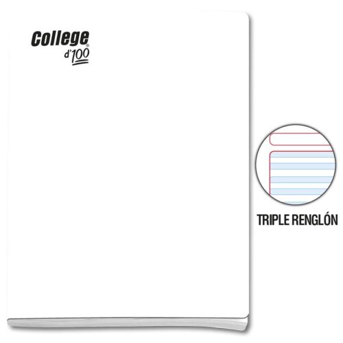 Cuaderno Deluxe A-4 100H Triple Renglón Con Sombra Central Solido College