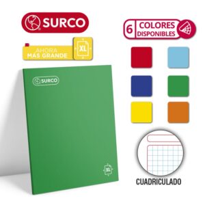 Cuaderno Deluxe 40H Cuadriculado Solido Xl Surco