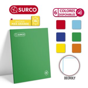 Cuaderno Deluxe 72H Decroly Solido Xl Surco