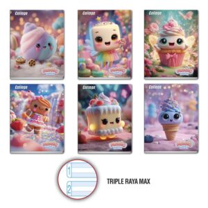 Cuaderno Deluxe A-4 80H Triple Raya Max Magic World College