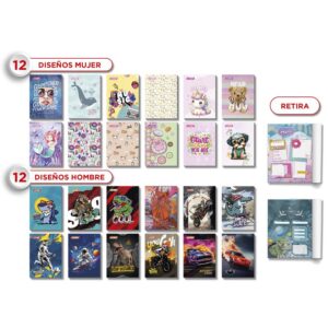Cuaderno Deluxe Triple Renglón Con Sombra Extremos Diseño Luxor