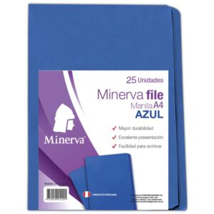 File Manila A4 Azul Minerva Pqtx25