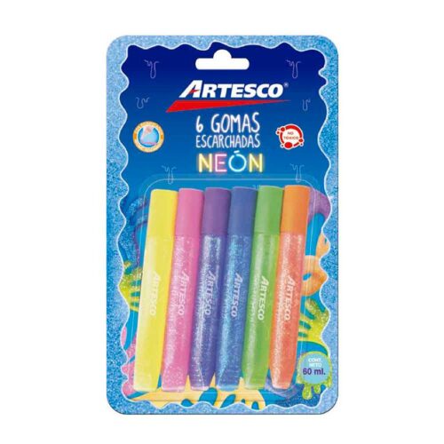 Goma Escarchada Artesco 10 Ml X 6 Colores Neón Goma Escarchada Artesco 10 Ml X 6 Colores Neón