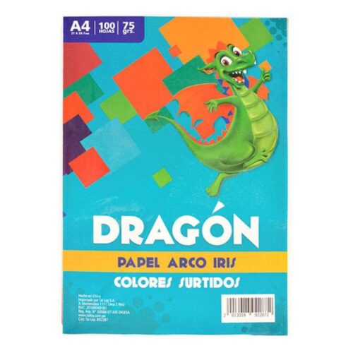Papel Arco Iris A4 75/70 G Colores Surtidos X 100 Hojas