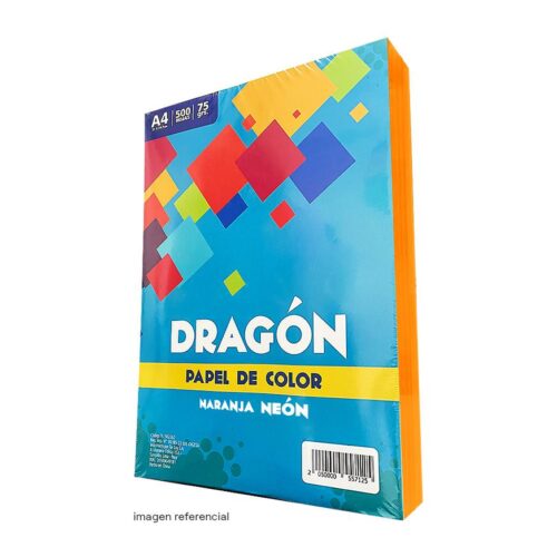 Papel Arco Iris Fosf Naranja 75 Gr A4 Pqt X 500 Hojas