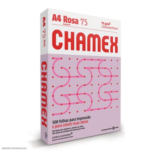 Papel Fotocopia Chamex A4 75Gr Rosado Paquete X 500 Hojas
