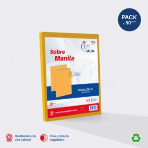 Sobre Manila Gallo 1/2 Oficio Paquete X 50 Und