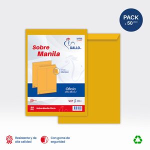 Sobre Manila Gallo Oficio Paquete X 50 Und