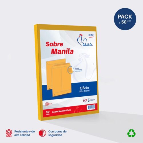 Sobre Manila Gallo Oficio Paquete X 50 Und