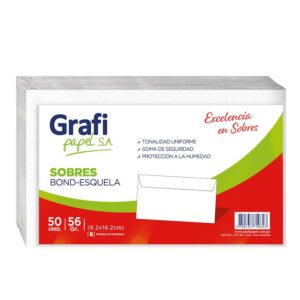Sobre Bond Grafipapel N4 Esquela 56 G Paquete X 50 Und