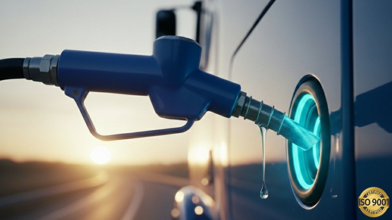 Boquilla de urea automotriz AdBlue llenando un camión